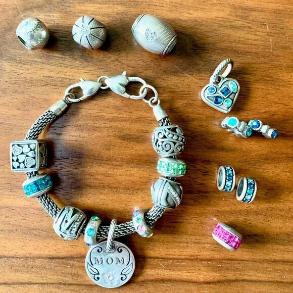 PRICE DROP! Brighton Collectibles Charm Bracelet & 18 charms - Picture 1 of 5